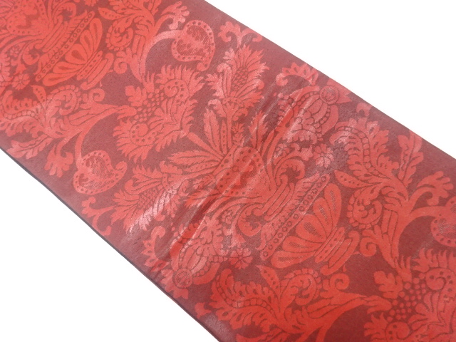JAPANESE KIMONO / FUKURO OBI / SILK / WOVEN VASE & FLORAL SARASA
